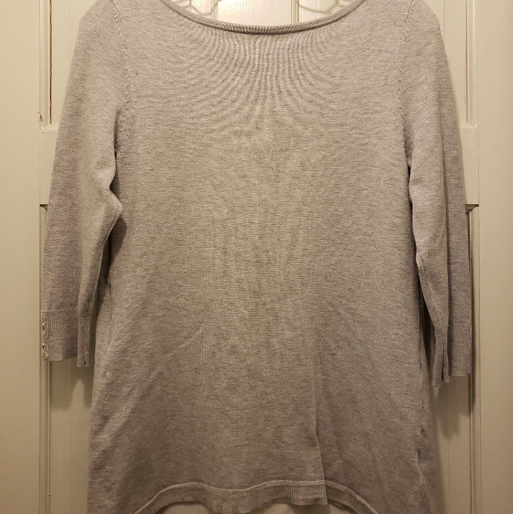 Gray sweater with split back WHBM Sz S